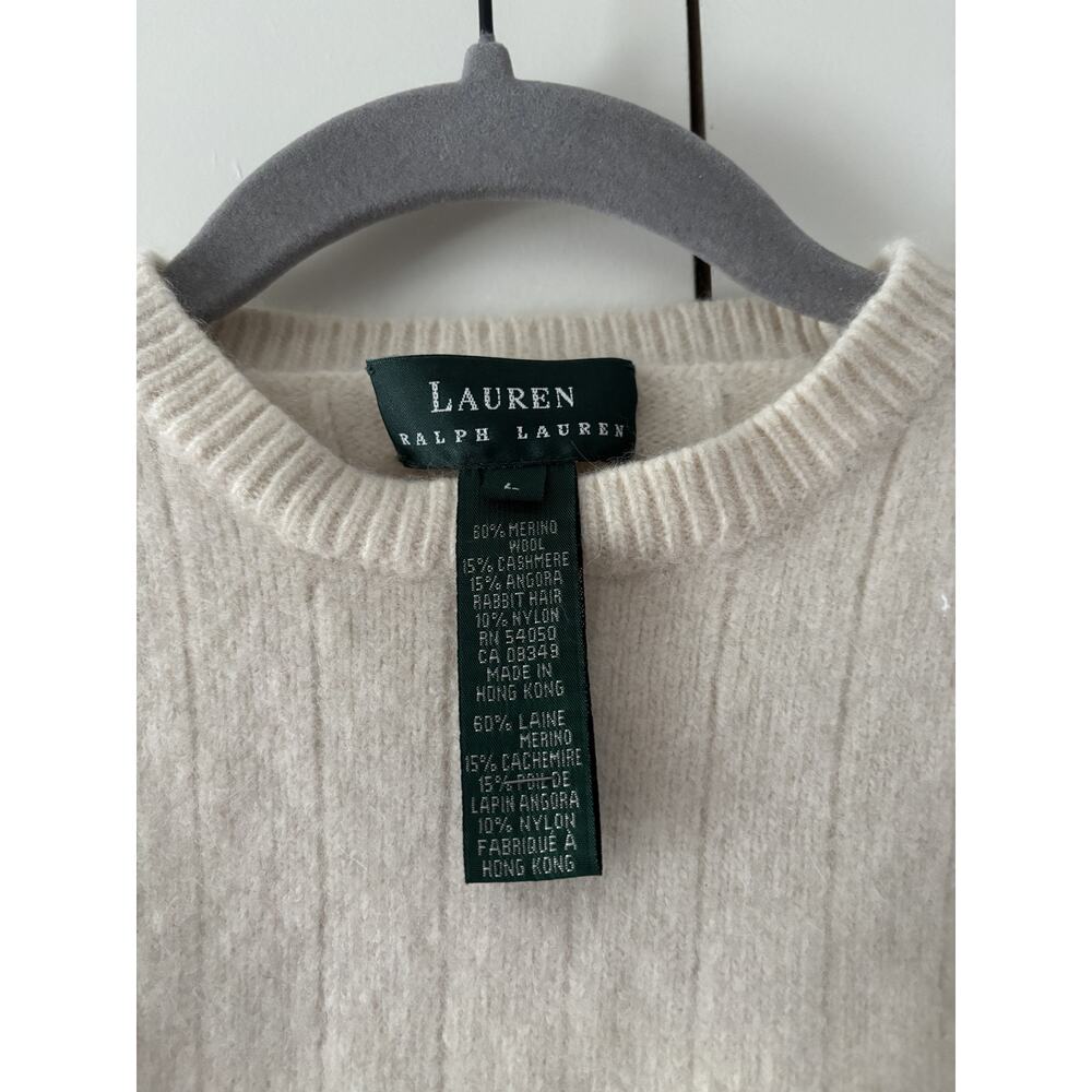 Lauren Ralph Lauren Ivory Merino Wool Cashmere Sweater - Picture 3 of 8